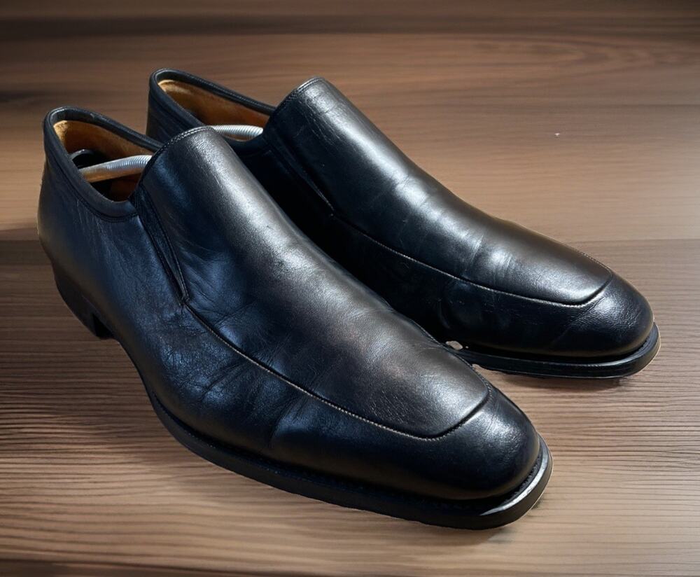 Magnanni Dominguez Black Leather Slip On Loafers Shoes Mens 12 Fast Shipping